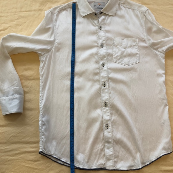 Men's Tommy Bahama White Lyocell/Cotton Shirt - Picture 14 of 16